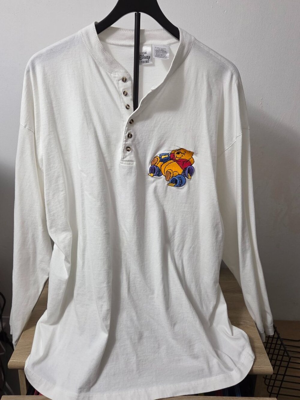 Vintage Disney Store Winnie the Pooh Embroidered Henley Shirt Size 2xl